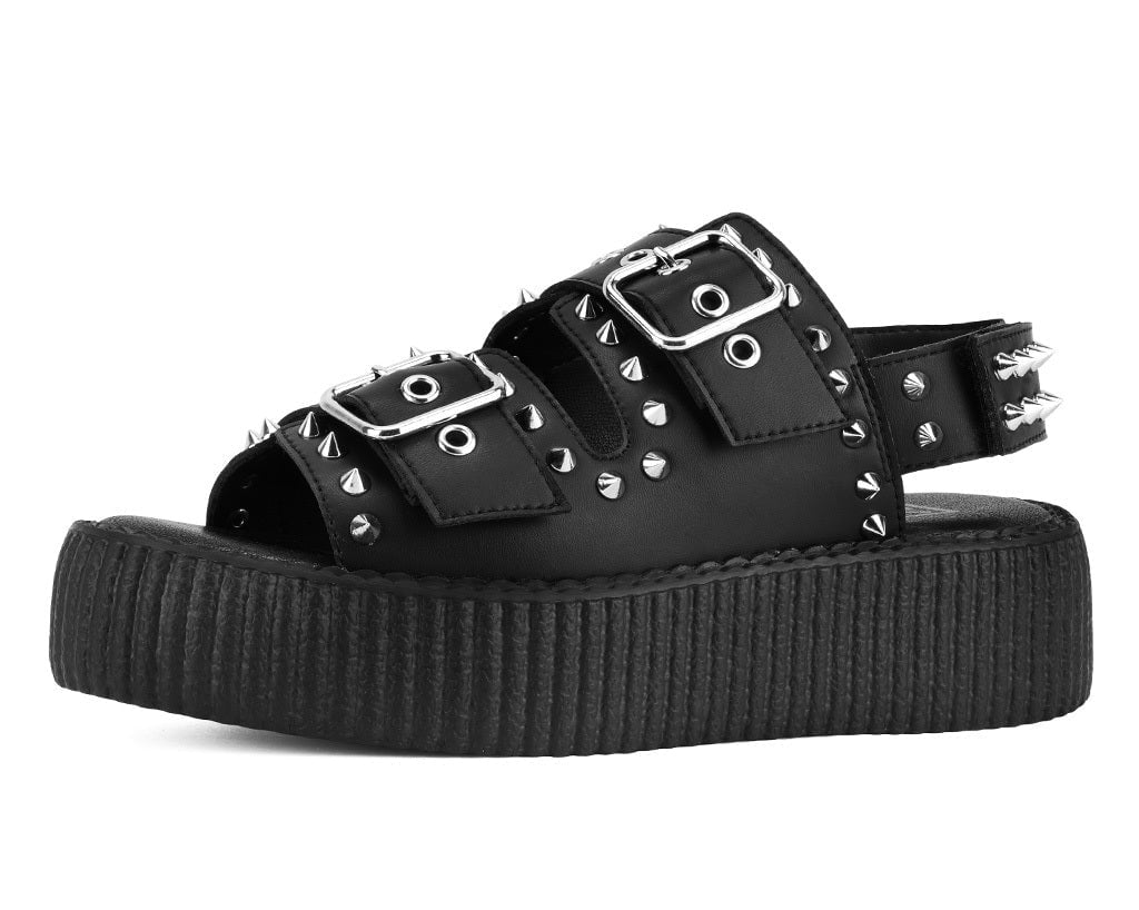 V3477L Black TUKskin Studded Viva Mondo Sandal - T.U.K. Shoes