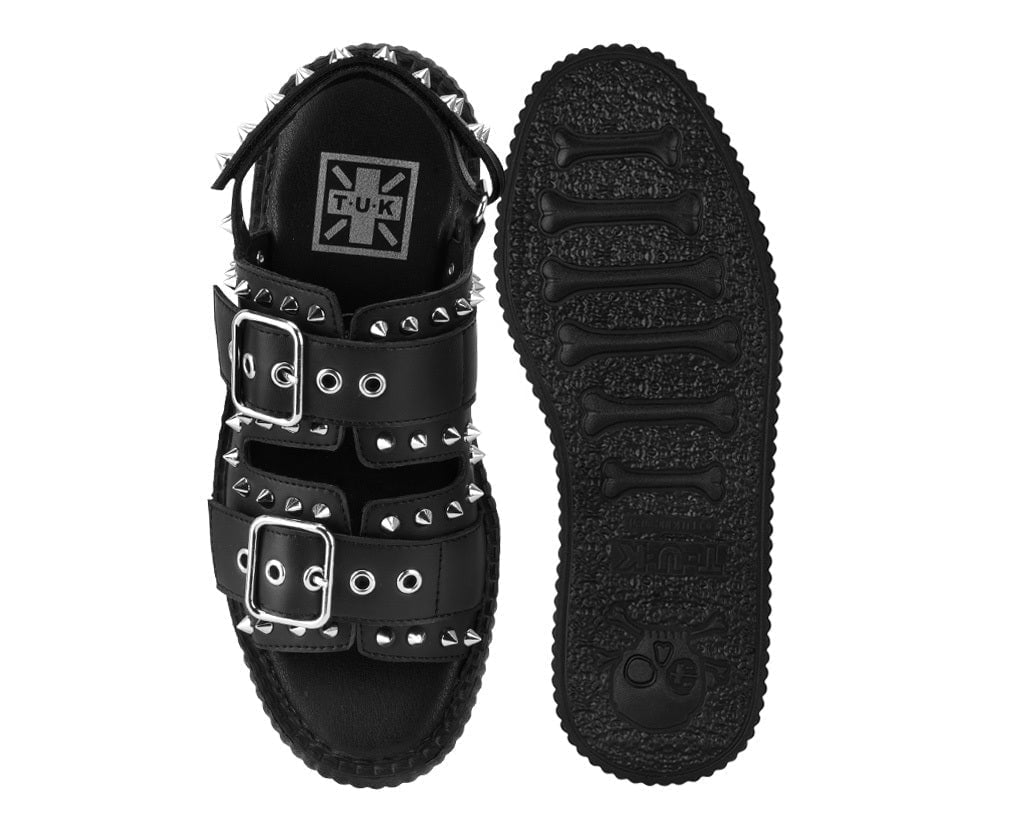 V3477L Black TUKskin Studded Viva Mondo Sandal - T.U.K. Shoes