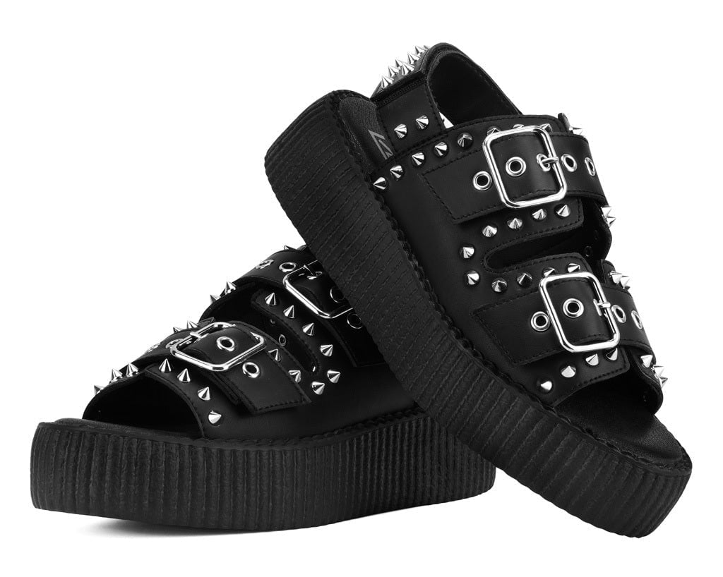 V3477L Black TUKskin Studded Viva Mondo Sandal - T.U.K. Shoes