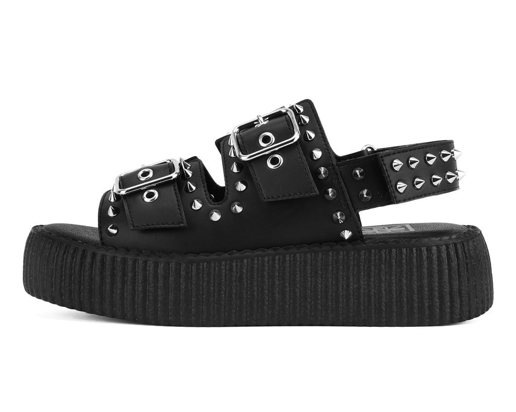 V3477L Black TUKskin Studded Viva Mondo Sandal - T.U.K. Shoes