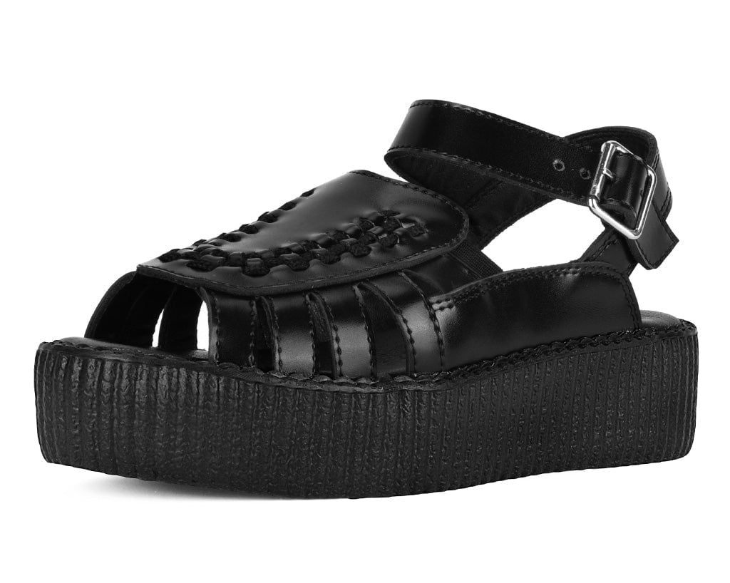 V3358L Black Leather Interlace Viva Mondo Sandal - T.U.K. Shoes