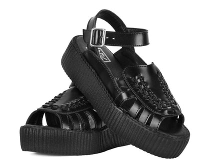 V3358L Black Leather Interlace Viva Mondo Sandal - T.U.K. Shoes