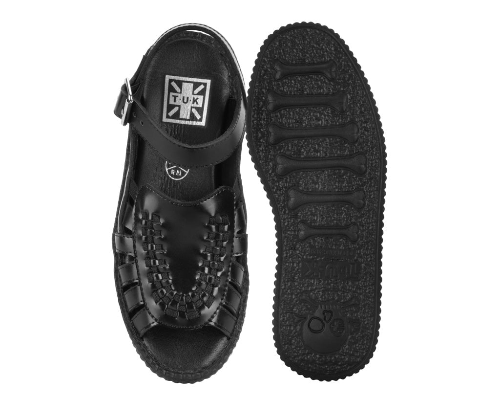 V3358L Black Leather Interlace Viva Mondo Sandal - T.U.K. Shoes