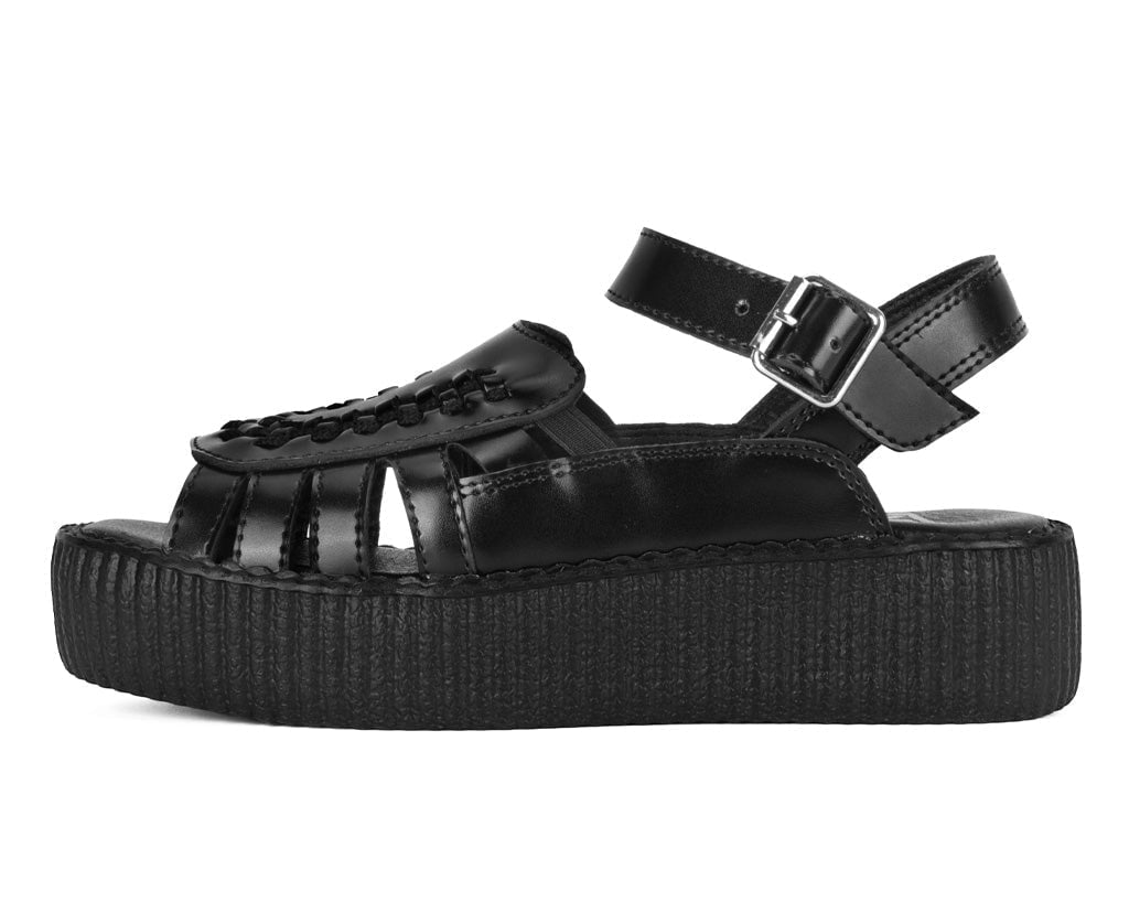 V3358L Black Leather Interlace Viva Mondo Sandal - T.U.K. Shoes