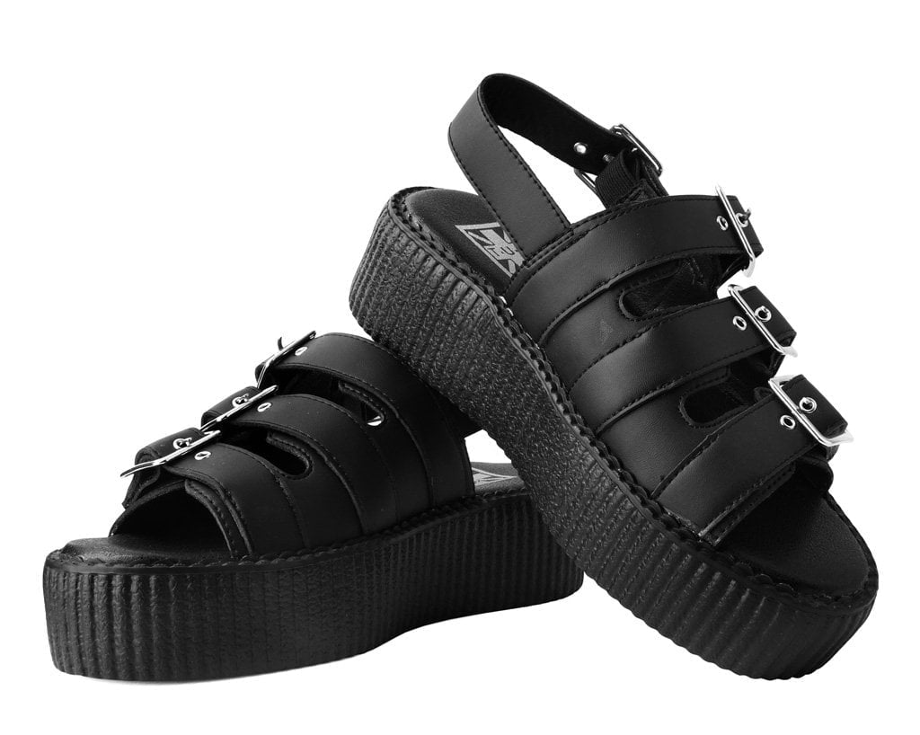 V9880L Black 3-Buckle Mondo Sandal - T.U.K. Shoes