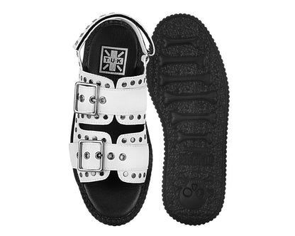 V3345L White TUKskin Flat Stud Viva Mondo Sandal - T.U.K. Shoes