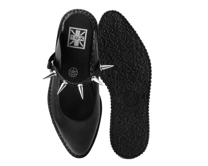 A9769L Black TUKskin™ Spike Strap Pointed Mule - T.U.K. Shoes
