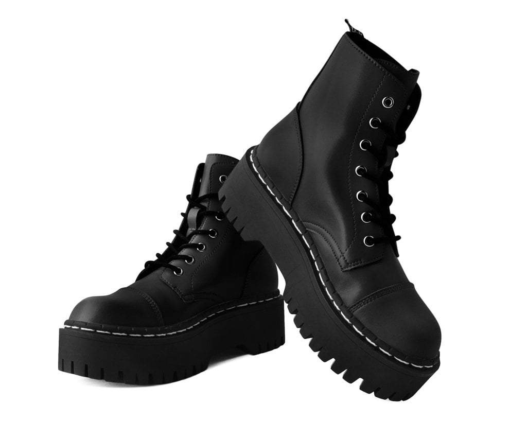 A9890 Black 7-Eye Double Decker Boot - T.U.K. Shoes