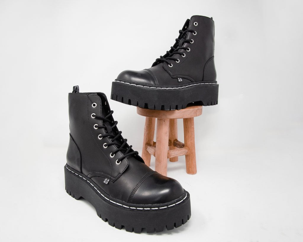 A9890 Black 7-Eye Double Decker Boot - T.U.K. Shoes