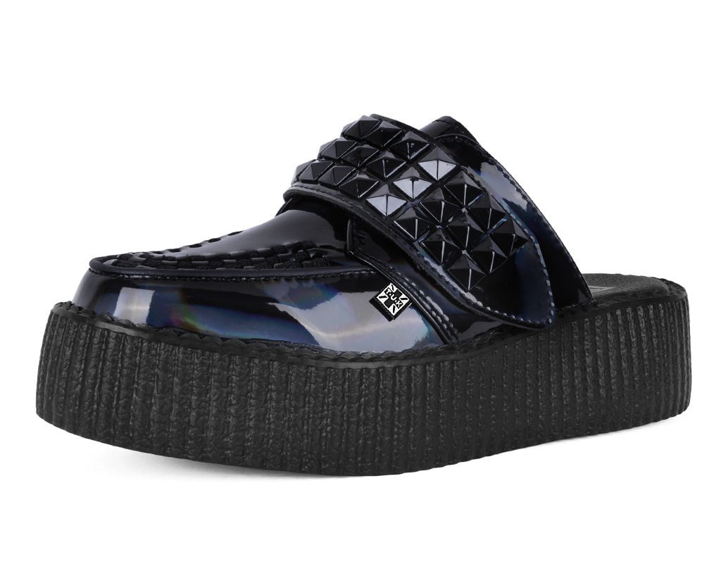 V3261L Black Rainbow Haze Studded Creeper Mule - T.U.K. Shoes