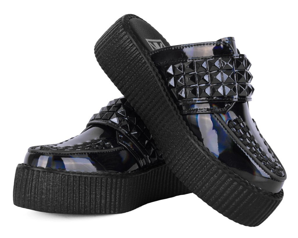 V3261L Black Rainbow Haze Studded Creeper Mule - T.U.K. Shoes