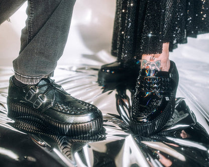 V3261L Black Rainbow Haze Studded Creeper Mule - T.U.K. Shoes