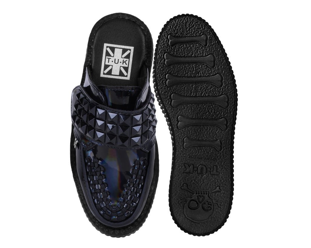V3261L Black Rainbow Haze Studded Creeper Mule - T.U.K. Shoes