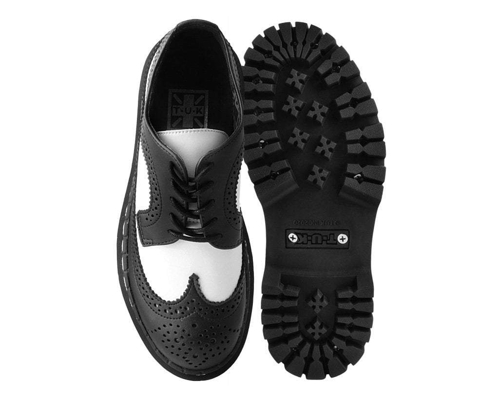 A9885 Black & White Double Decker Brogue - T.U.K. Shoes