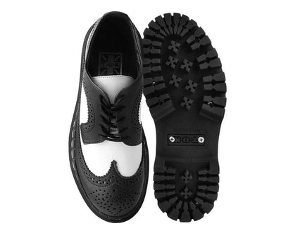 A9885 Black & White Double Decker Brogue - T.U.K. Shoes