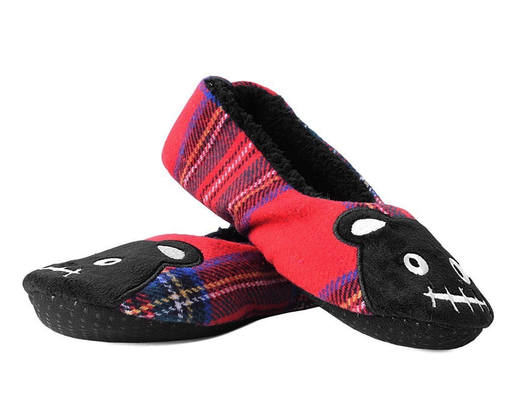 SL05 Tartan Punk Rock Panda Slipper - T.U.K. Shoes
