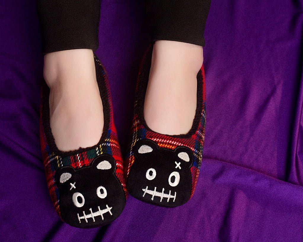 SL05 Tartan Punk Rock Panda Slipper - T.U.K. Shoes