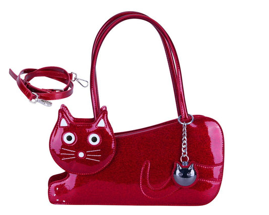Red Glitter Kitty Handbag - T.U.K. Shoes