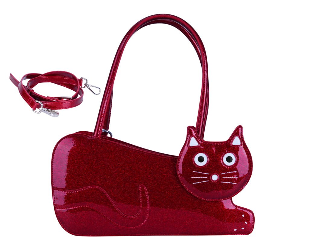 Red Glitter Kitty Handbag - T.U.K. Shoes