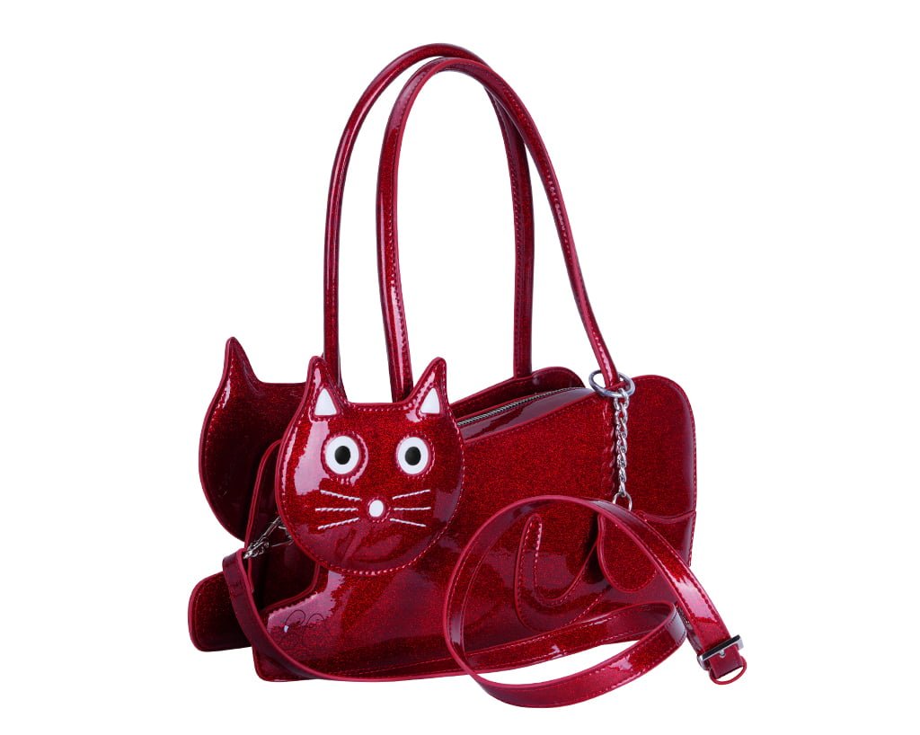 Red Glitter Kitty Handbag - T.U.K. Shoes