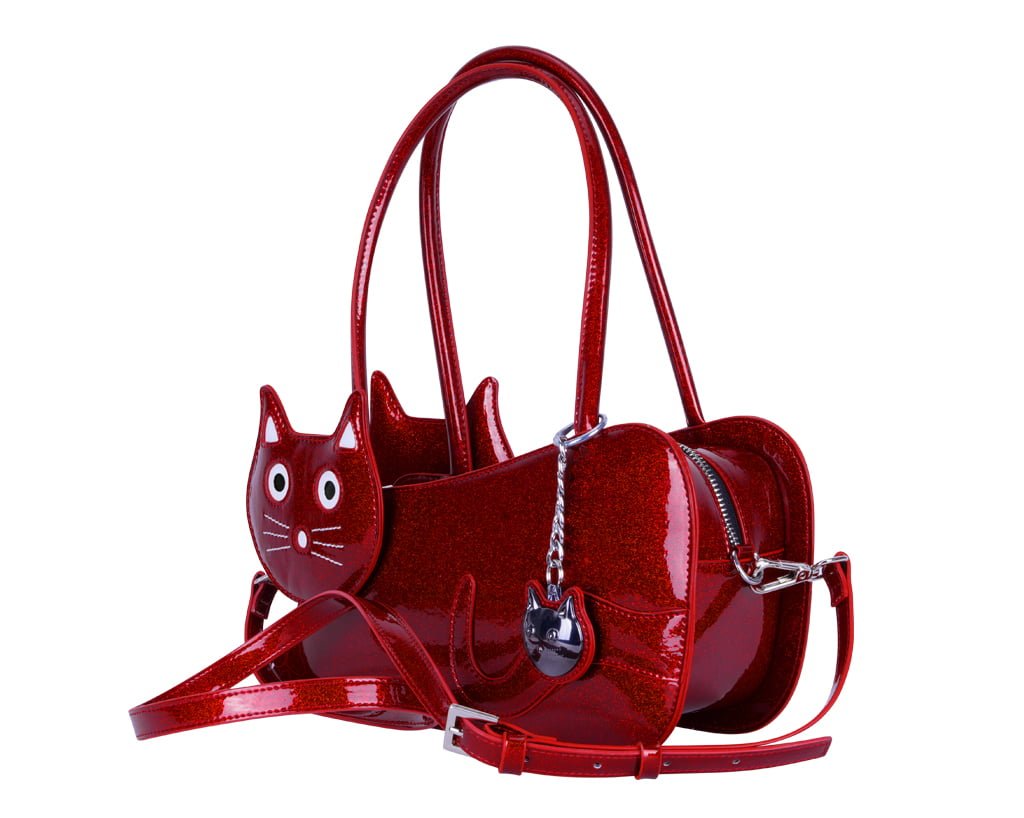 Red Glitter Kitty Handbag - T.U.K. Shoes