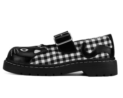 T2363 Black & White Gingham Kitty Mary Jane - T.U.K. Shoes