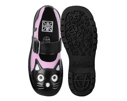 T2344 Black & Pink Kitty Mary Jane - T.U.K. Shoes