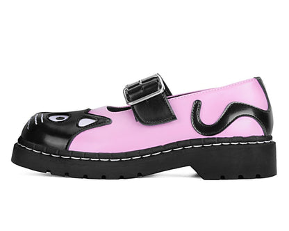 T2344 Black & Pink Kitty Mary Jane - T.U.K. Shoes