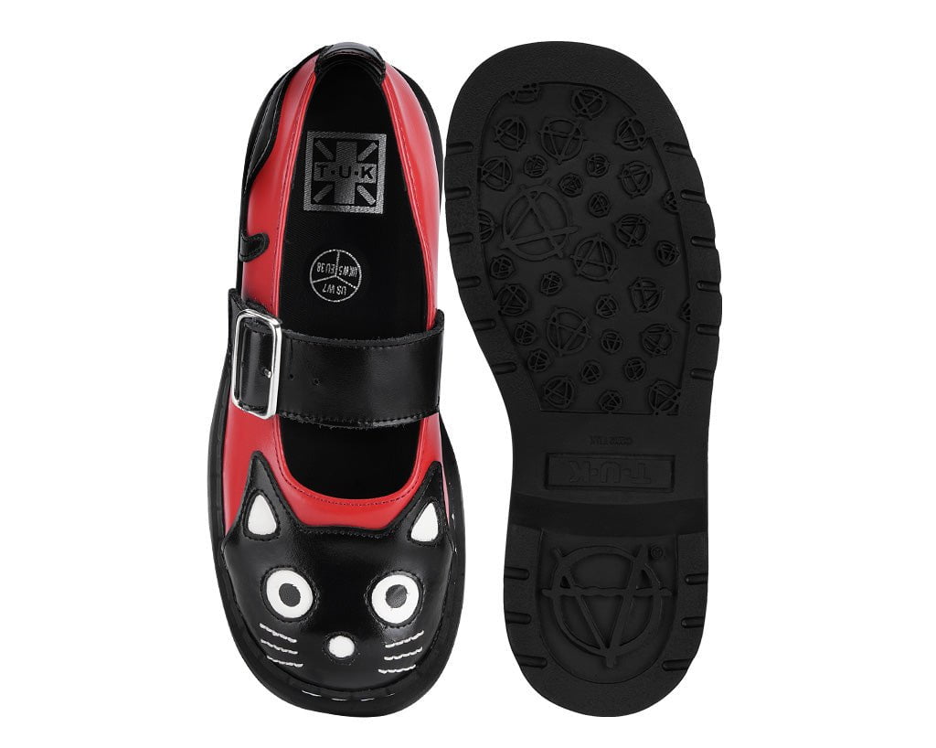 T2360 Black & Red Kitty Mary Jane - T.U.K. Shoes