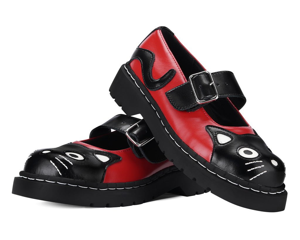 T2360 Black & Red Kitty Mary Jane - T.U.K. Shoes