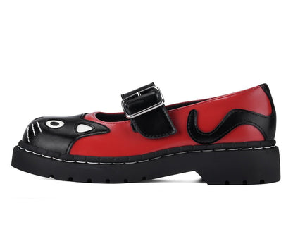 T2360 Black & Red Kitty Mary Jane - T.U.K. Shoes