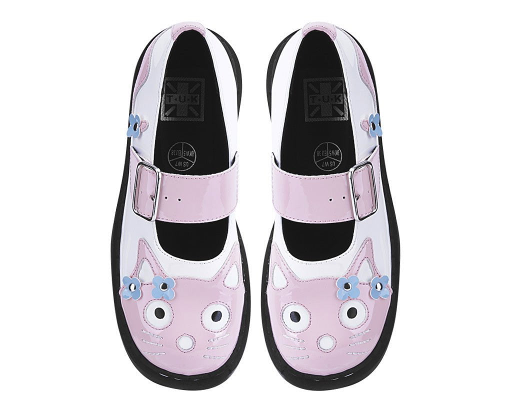 T2367 Pink & White Flower TUKskin Kitty Mary Jane - T.U.K. Shoes