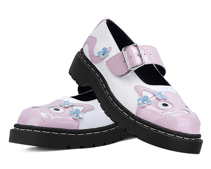 T2367 Pink & White Flower TUKskin Kitty Mary Jane - T.U.K. Shoes