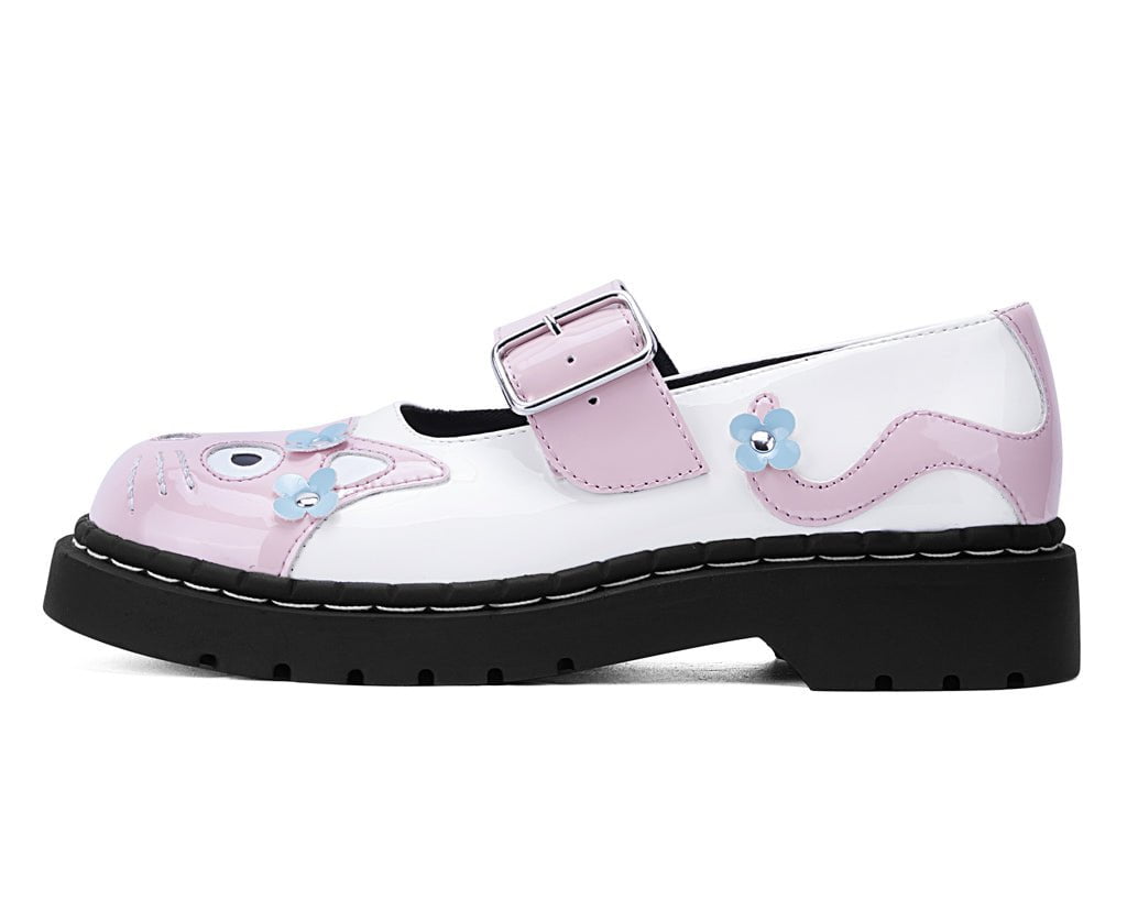 T2367 Pink & White Flower TUKskin Kitty Mary Jane - T.U.K. Shoes