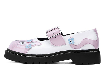 T2367 Pink & White Flower TUKskin Kitty Mary Jane - T.U.K. Shoes