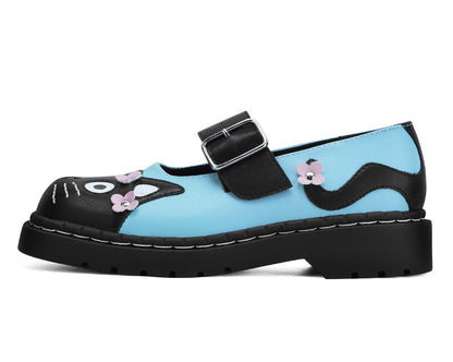 T2368 Black & Baby Blue Flower TUKskin Kitty Mary Jane - T.U.K. Shoes