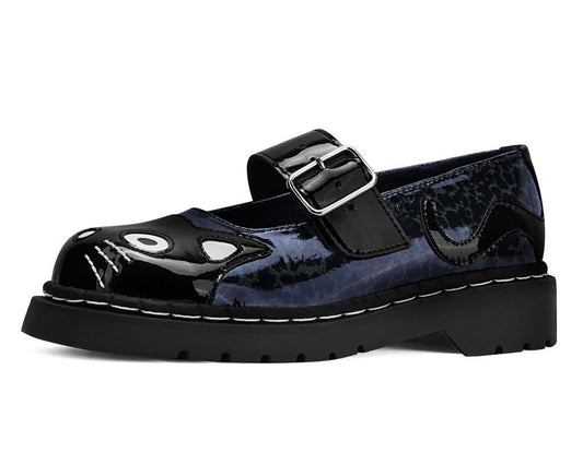 T2366 Black & Grey Leopard Kitty Mary Jane - T.U.K. Shoes