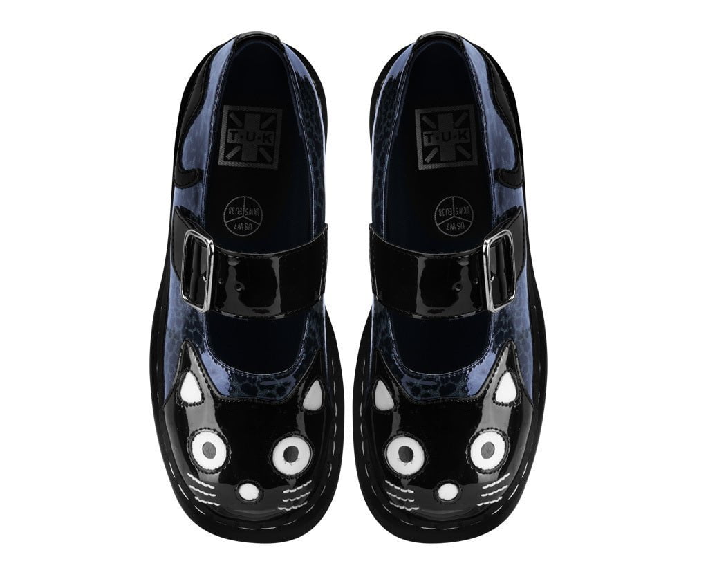 T2366 Black & Grey Leopard Kitty Mary Jane - T.U.K. Shoes