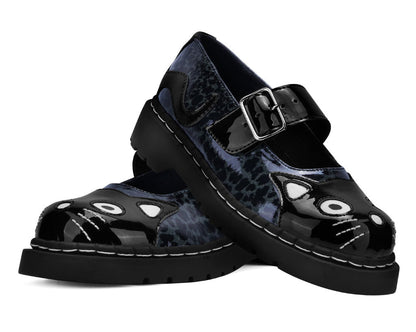 T2366 Black & Grey Leopard Kitty Mary Jane - T.U.K. Shoes