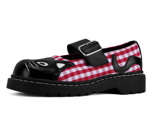 T2364 Black & Red Gingham Kitty Mary Jane - T.U.K. Shoes