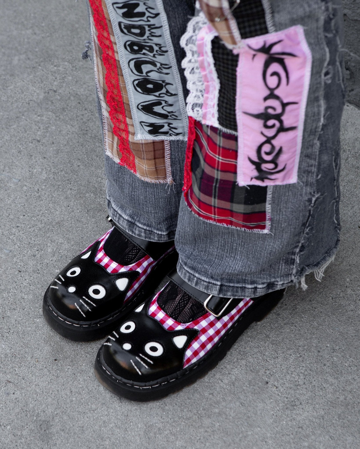 T2364 Black & Red Gingham Kitty Mary Jane - T.U.K. Shoes