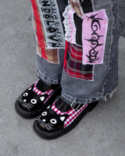 T2364 Black & Red Gingham Kitty Mary Jane - T.U.K. Shoes