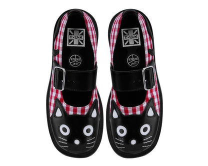 T2364 Black & Red Gingham Kitty Mary Jane - T.U.K. Shoes