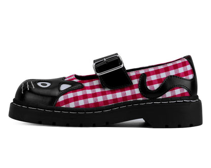 T2364 Black & Red Gingham Kitty Mary Jane - T.U.K. Shoes