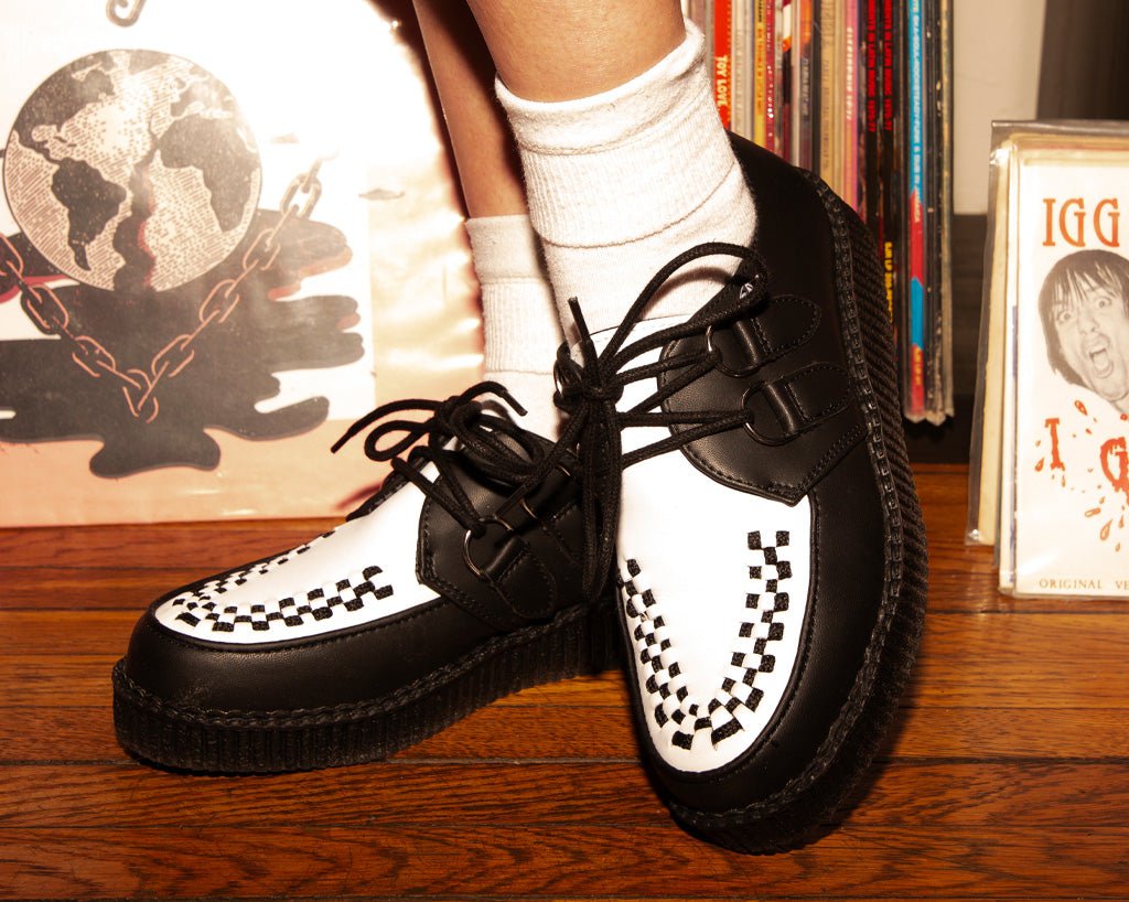 F9681 Black & White TUKskin™ Viva Low Creeper - T.U.K. Shoes