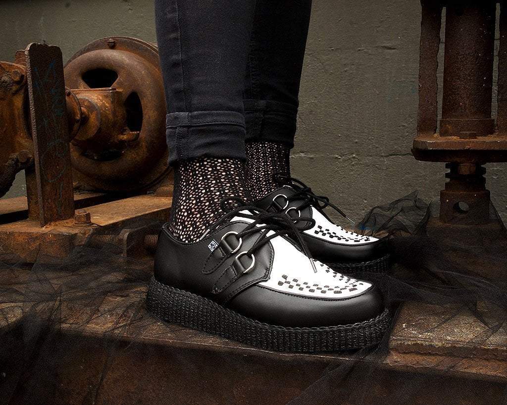 F9681 Black & White TUKskin™ Viva Low Creeper - T.U.K. Shoes