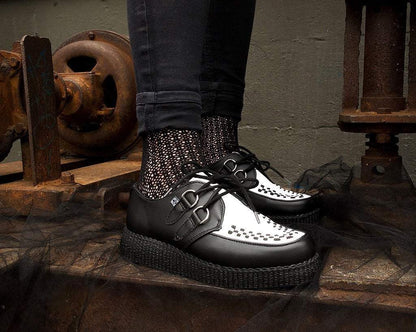 F9681 Black & White TUKskin™ Viva Low Creeper - T.U.K. Shoes
