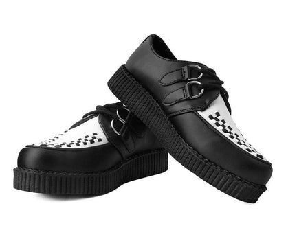 F9681 Black & White TUKskin™ Viva Low Creeper - T.U.K. Shoes