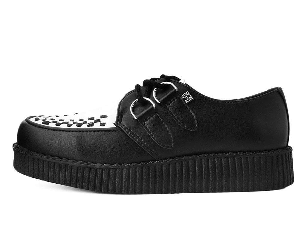 F9681 Black & White TUKskin™ Viva Low Creeper - T.U.K. Shoes