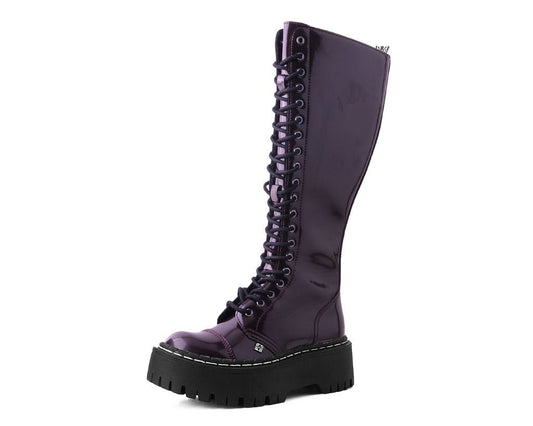 A3187 Burgundy Rub-Off Knee-High Double Decker Boot - T.U.K. Shoes